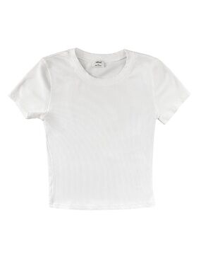 🍓 3 for 45- Aritzia/Wilfred White Ribbed Crewneck Crop Tee